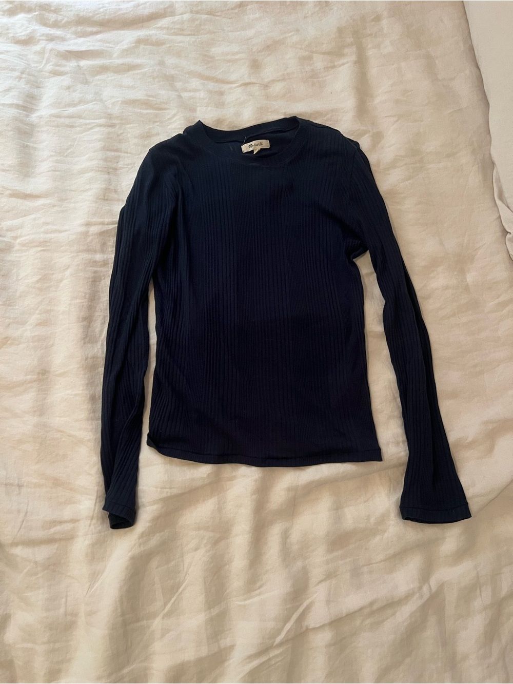 Madewell Navy Ribbed Long Sleeve Crew